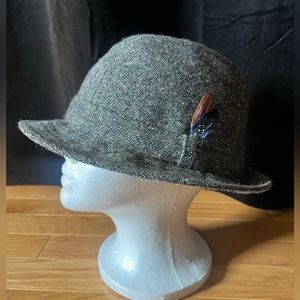Donegal Tweed Irish 100% Wool Hat Made in Ireland Grey w/flecks Vintage